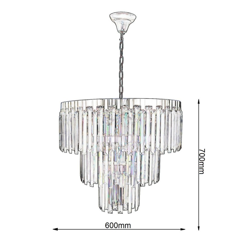 ADELE 600 chrom lampa wisząca kryształy 14xE14
