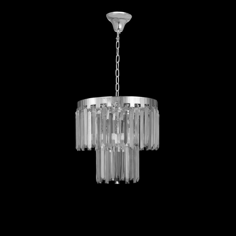 ADELE 400 chrom dostojny żyrandol kryształowy lampa sufitowa wisząca styl glamour 2-poziomy Ø40cm ↕50cm  wys.całk.150cm 6xE14 hurt