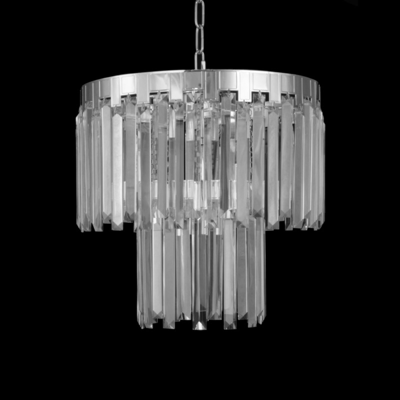 ADELE 400 chrom dostojny żyrandol kryształowy lampa sufitowa wisząca styl glamour 2-poziomy Ø40cm ↕50cm  wys.całk.150cm 6xE14 hurt