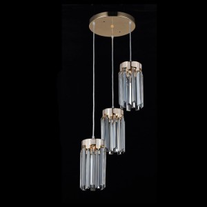 ADELE 3-300 złota piękna lampa sufitowa wisząca klosze kryształowe styl glamour Ø25cm ↕98cm 3xE14