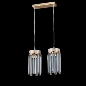 ADELE 2-280 złota piękna lampa sufitowa wisząca klosze kryształowe styl glamour ↔28cm ↕110cm 2xE14