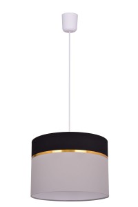 IMOLA czarna/złota/szara lampa sufitowa wisząca klosz tkanina abażur Ø35cm ↕25cm wysokość całkowita ↕115cm regul.wysok. 1xE27 hurt