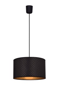 CREMA czarny/złoty lampa sufitowa wisząca klosz z tkaniny abażur Ø35cm ↕20cm  całk. ↕ 1150mm  1xE27 hurt