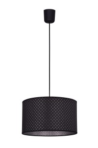 CREMA czarna/srebrna lampa sufitowa wisząca klosz z tkaniny abażur Ø35cm ↕20cm  całk. ↕ 1150mm  1xE27 hurt