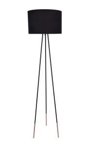 FENDERRA czarna+miedź lampa podłogowa, sztalugowa, tripod, loft industrial ↔40cm ↕160cm 1xE27