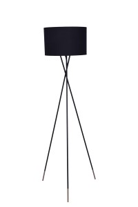 CAMARRO czarny+miedź lampa podłogowa, sztalugowa, tripod, loft industrial abażur tkanina ↔40cm ↕160cm 1xE27 hurt