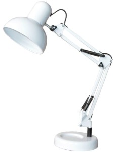 MT-503S biała lampka biurkowa podstawa/klips na półkę lub blat styl "architekt" industrial vintage retro ↕max 59cm ↔25cm 1xE27