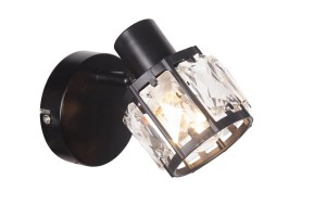 DESALIA-1 MB czarny mat stylowa lampa ścienna kinkiet kryształowy  ↔17cm ↕13cm 1xE14 