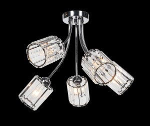 ORELA-5 chrom stylowa lampa sufitowa żyrandol klosz kryształ retro 5xE27 nowość hurt