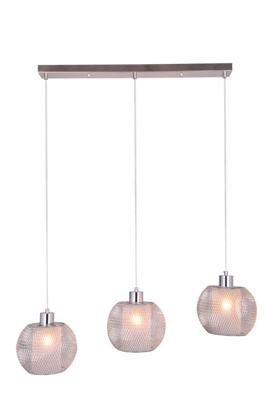 JADE-3S satin/chrome klosz szkło 3xE27 lam.wisząca