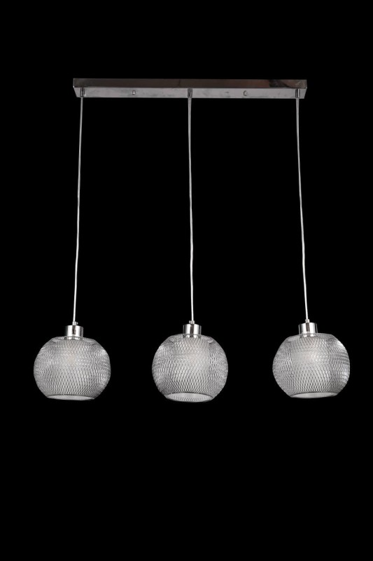 JADE-3S satin/chrome klosz szkło 3xE27 lam.wisząca