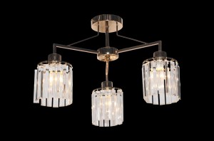 FARINA-3 gold złoty stylowa lampa sufitowa żyrandol glamour klosz kryształ 3xE27 