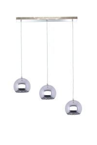 ARTEMIDA-3X chrom stylowa lampa wisząca potrójna kula "nad wyspę" szkło regulacja wysokości 3xE27