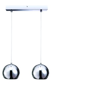 ARTEMIDA-2X chrom stylowa lampa wisząca podwójna kula "nad wyspę" szkło 2xE27