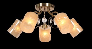 ARECIA-5 satyna stylowa lampa sufitowa żyrandol klosz szklany dodatki kryształowe retro 5xE27 nowość hurt