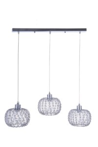 SORA-3 chrom stylowa lampa wisząca potrójna z kryształami, glamour 3xE27