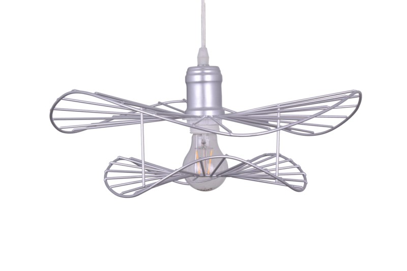 MONZA-400 Silver stylowa lampa wisząca, loft, industrial, srebrna regulacja wysokości. 1xE27