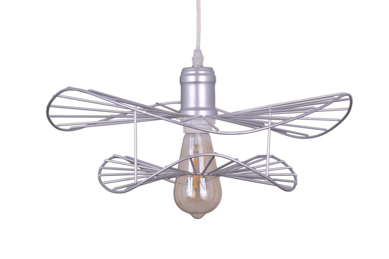 MONZA-400 Silver stylowa lampa wisząca, loft, industrial, srebrna regulacja wysokości. 1xE27