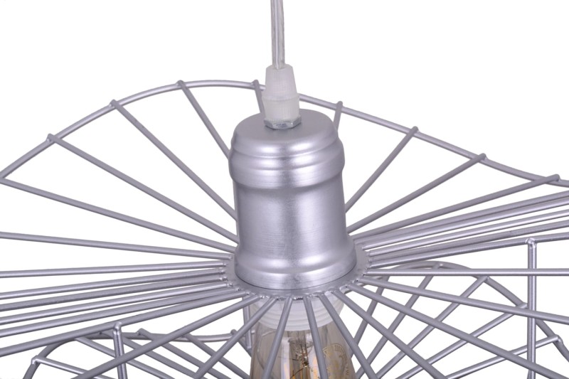 MONZA-400 Silver stylowa lampa wisząca, loft, industrial, srebrna regulacja wysokości. 1xE27