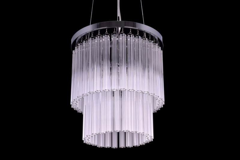 MANTIRRE-300 chrom nowoczesna lampa wisząca z kryształami dwa poziomy 1xE14