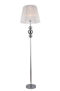 IVREA chrom lampa podłogowa klosz abażur tkanina biały Ø40cm ↕160cm 1xE27