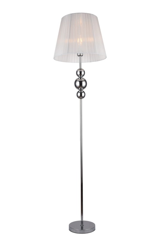 IVREA chrom lampa podłogowa klosz abażur tkanina biały Ø40cm ↕160cm 1xE27 hurt