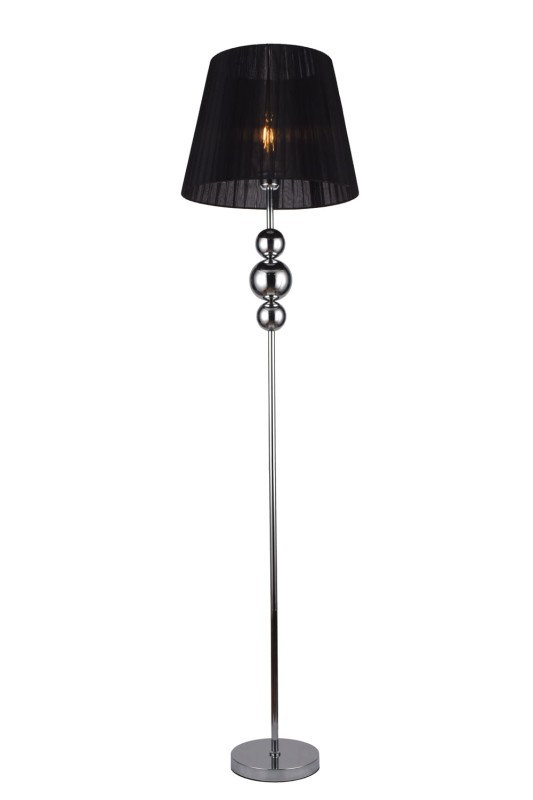 IVREA chrom lampa podłogowa klosz abażur tkanina czarny Ø40cm ↕160cm 1xE27 hurt