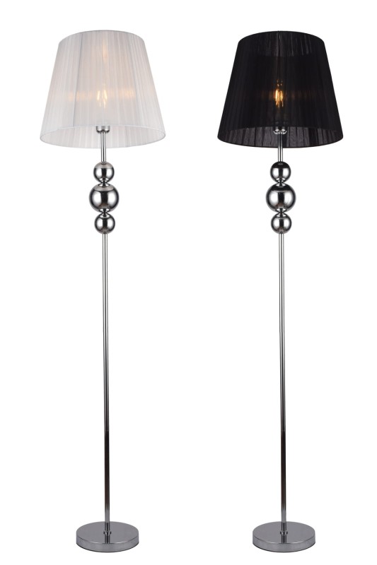 IVREA chrom lampa podłogowa klosz abażur tkanina czarny Ø40cm ↕160cm 1xE27 hurt
