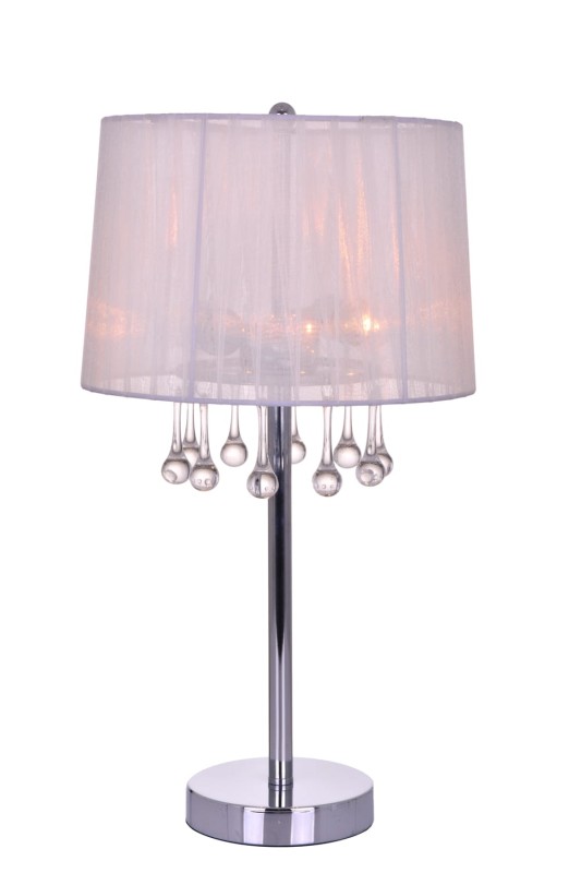 FLORA-T chrom piękna lampa stołowa abażur z kryształami styl glamour  1xE27 ↔25cm ↕35cm hurt