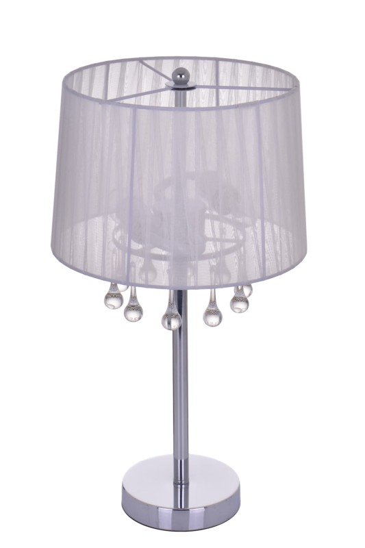 FLORA-T chrom piękna lampa stołowa abażur z kryształami styl glamour  1xE27 ↔25cm ↕35cm hurt
