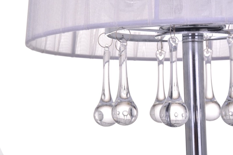 FLORA-T chrom piękna lampa stołowa abażur z kryształami styl glamour  1xE27 ↔25cm ↕35cm hurt
