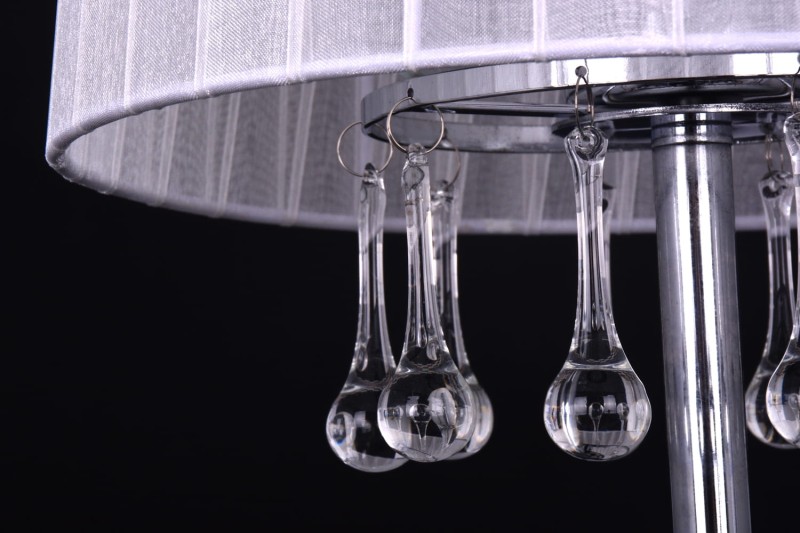 FLORA-T chrom piękna lampa stołowa abażur z kryształami styl glamour  1xE27 ↔25cm ↕35cm hurt