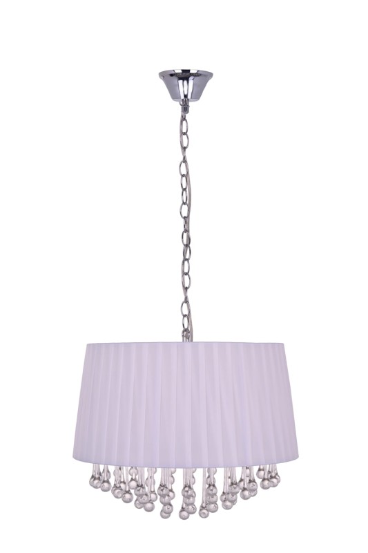 FLORA-400 chrom lampa sufitowa wisząca, abażur z kryształami styl glamour 3x40W Ø40cm ↕20cm ↕120cm hurt
