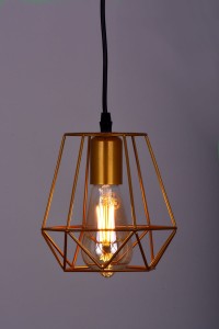CARINI-170 złota lampa sufitowa wisząca  styl loft industrial "druciak" 1xE27  Ø17cm ↕16cm ↕125cm