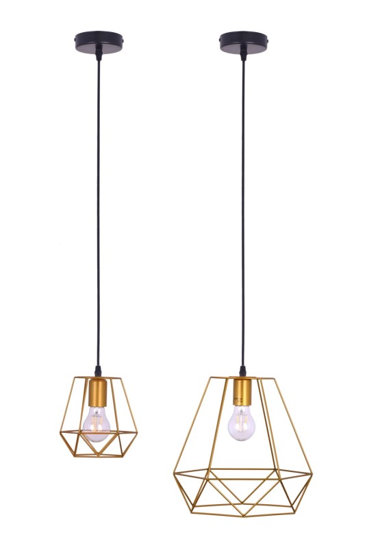 CARINI-170 Gold lampa wisząca, loft, złota