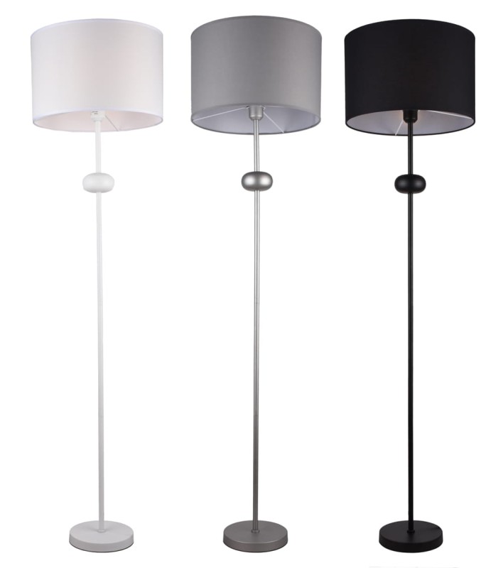 AVOLA szara lampa podłogowa klosz abażur tkanina czarny Ø40cm ↕160cm 1xE27 hurt