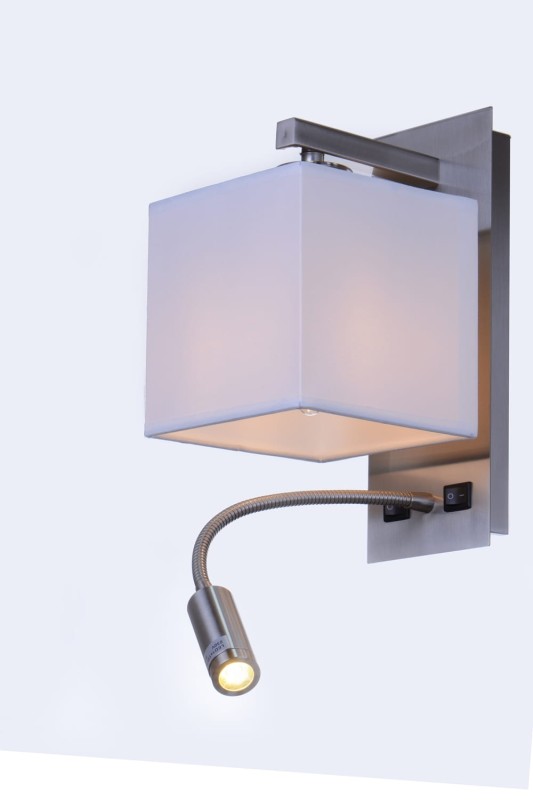 VELLA satin nikiel biały klosz kinkiet E27+LED