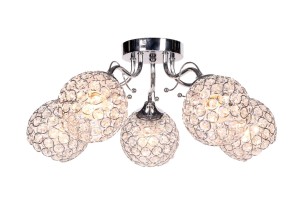 COREA-5 chrom żyrandol glamour lampa sufitowa klosz kulka kryształki 5xE27 nowość ! hurt