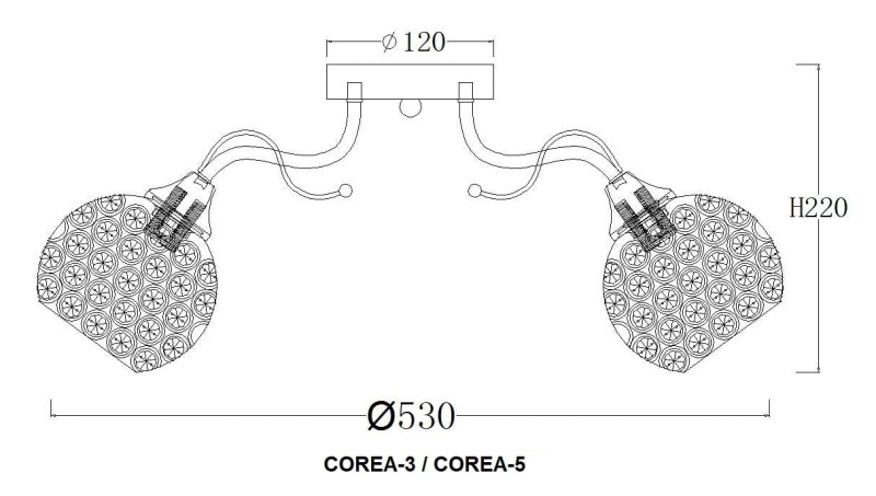 COREA-5 CR żyrandol klosz szklany 5xE27