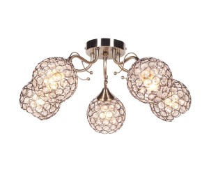 COREA-5 antyk żyrandol glamour lampa sufitowa klosz kulka kryształki 5xE27 nowość ! hurt