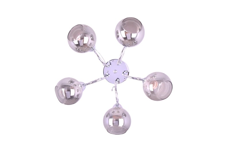 TONELA-5 chrom żyrandol klasyk lampa sufitowa klosz kula szkło dymione 5xE27 nowość ! hurt