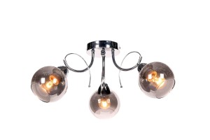 TONELA-3 chrom żyrandol glamour lampa sufitowa klosz kula szkło dymione 3xE27 nowość !
