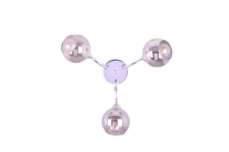 TONELA-3 chrom żyrandol glamour lampa sufitowa klosz kula szkło dymione 3xE27 nowość ! hurt