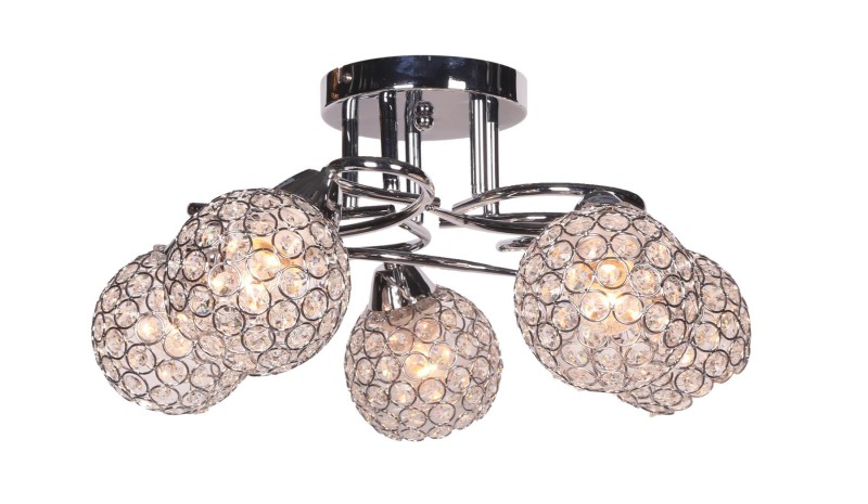 MALDIVE-5  chrom żyrandol glamour lampa sufitowa klosz kulka kryształki 5xE27 nowość ! hurt