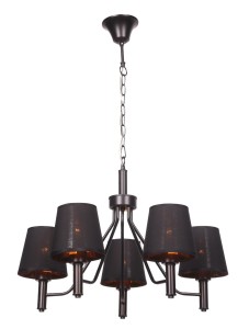 VABE-5 czarny mat żyrandol lampa sufitowa retro vintage klosz abażur tkanina 5xE27 nowość ! hurt