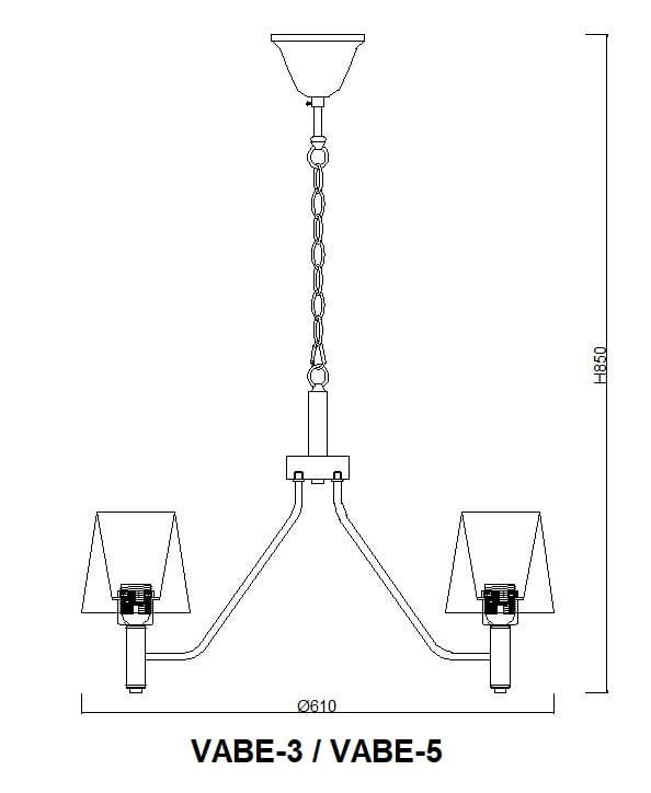 VABE-5 czarny mat żyrandol 5xE27