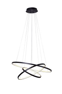 GALASSIA 800 LED czarny mat lampa sufitowa wisząca new style elastic Ø80/60/40cm  40/30/20W  4000K