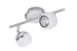 SAM-2 biały/chrom klasyczna lampa sufitowa spot klosz "kulka" metalowy ruchomy ↔30cm ↕14cm 2xGU10