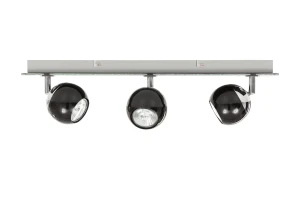 MATT-3R czarny+chrom lampa sufitowa spot styl loft klosze metalowe ruchome kule ↔49cm ↗7cm ↕16cm 3xGU10