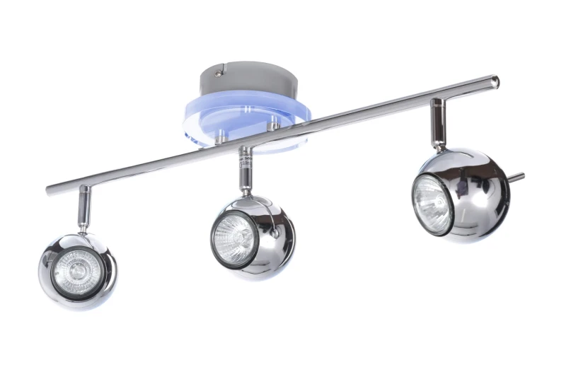 WALTER-3 chrom lampa spot 3xGU10 + LED 3,6W blue